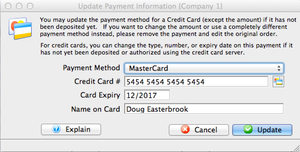 Existing Payment Edit Window