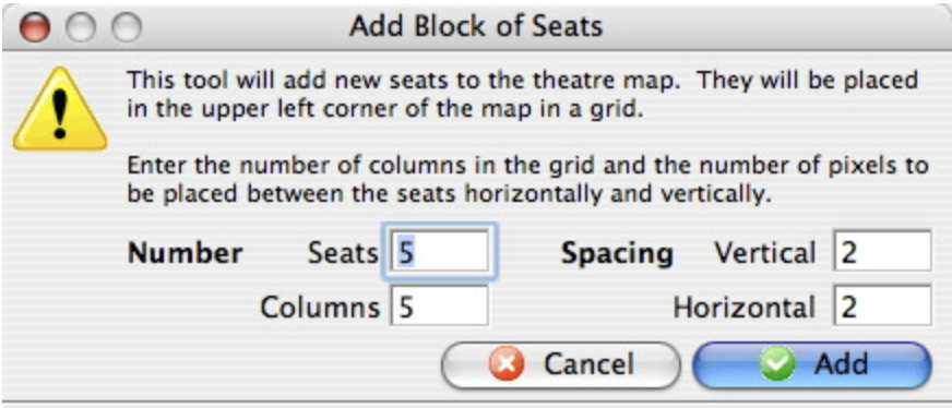 Add Blocks of seats