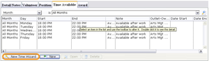 New Time Wizard Button