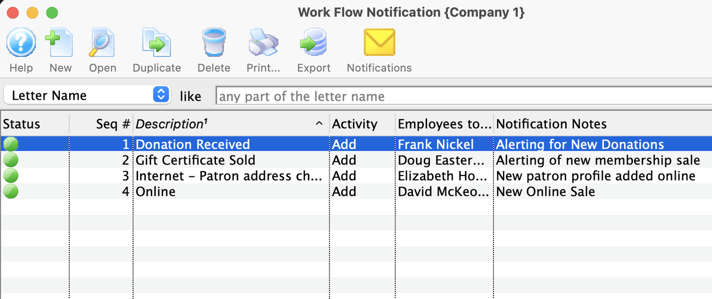 Workflow Notification List Window