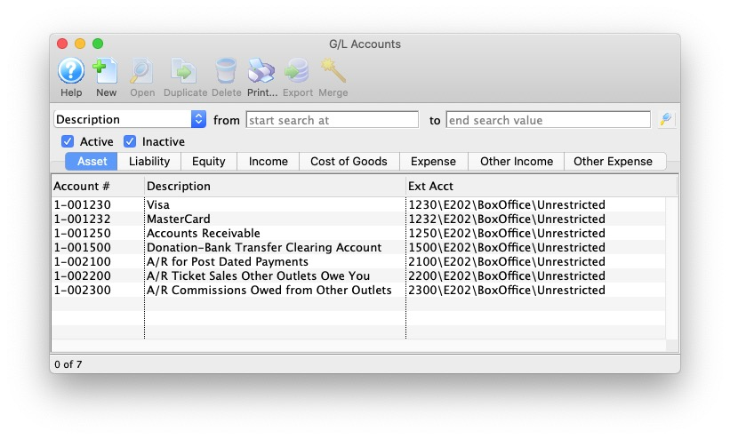 G/L Account Naming Format for Sage Intacct - Assets