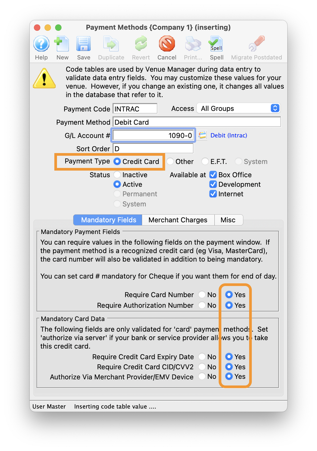 INTRAC Settings