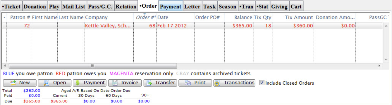 Payment Order Window