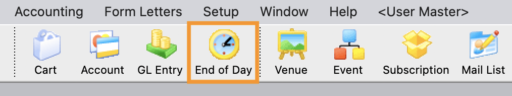 End of Day Icon in the Ribbon Menu