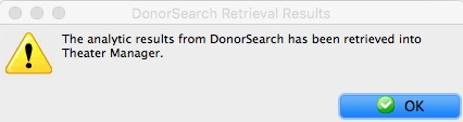 DonorSearch Retrieval Confirmation Message