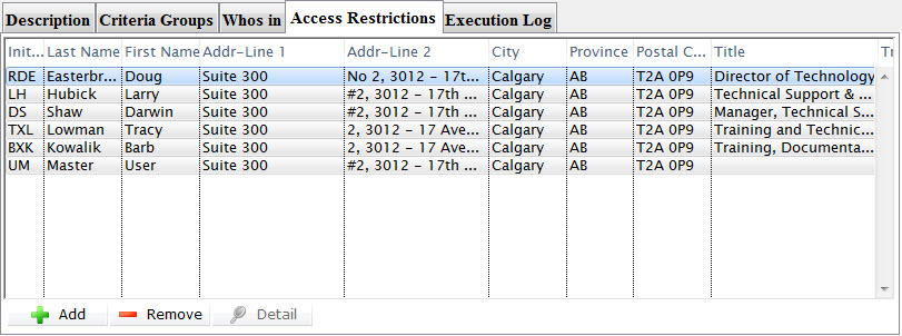 Access Restriction Tab