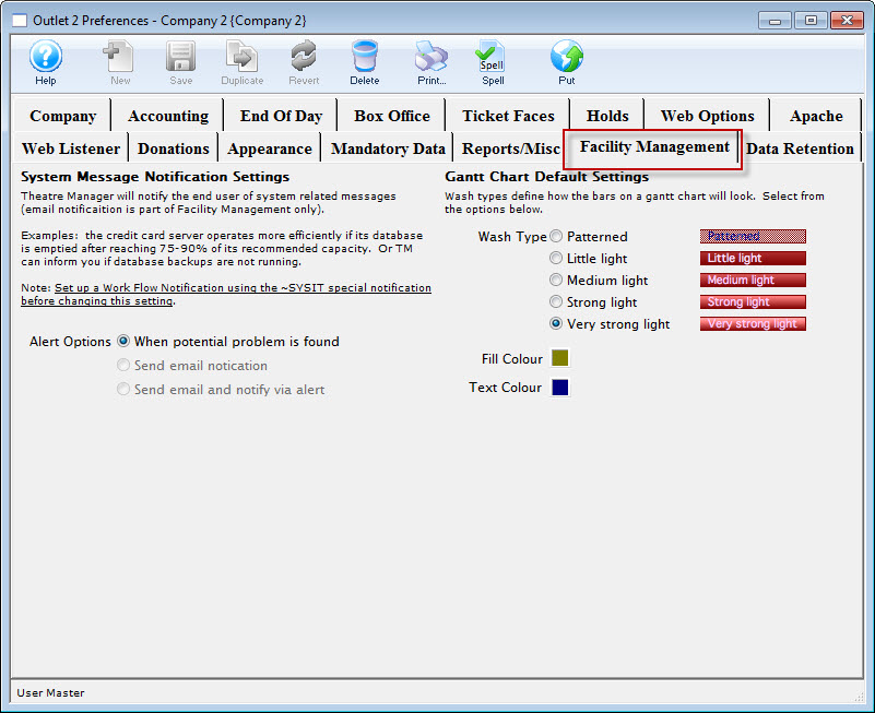 Facility Management Tab