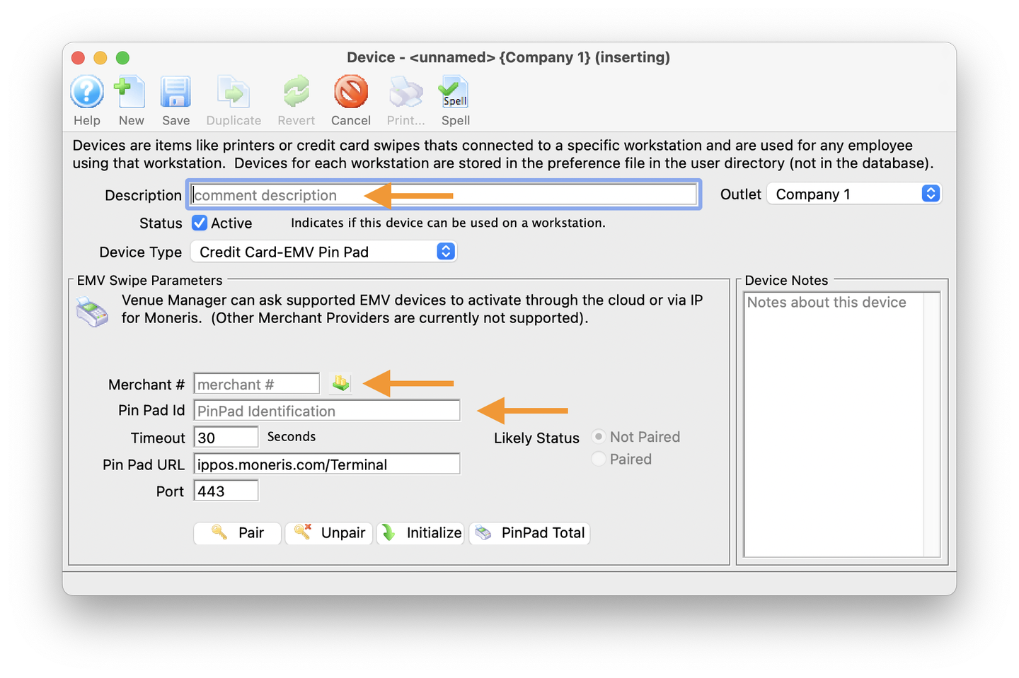 Device Type Window