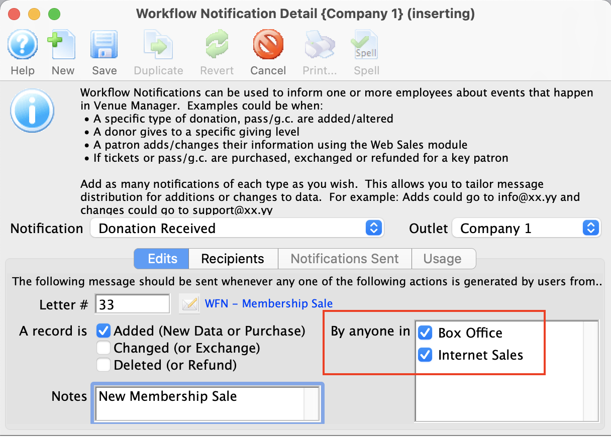 Workflow Notification Detail Edits Tab