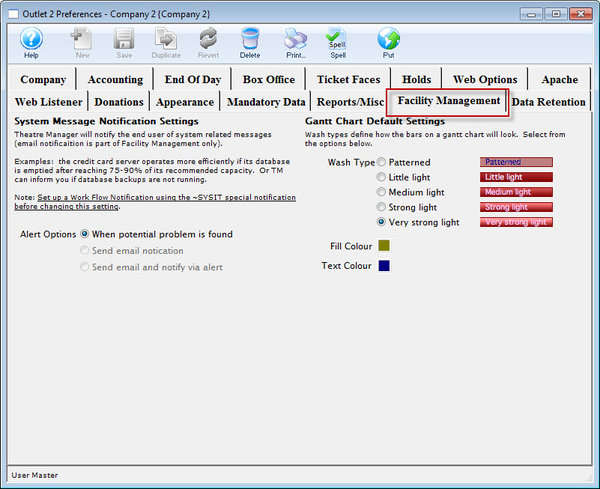 Facility Management Tab