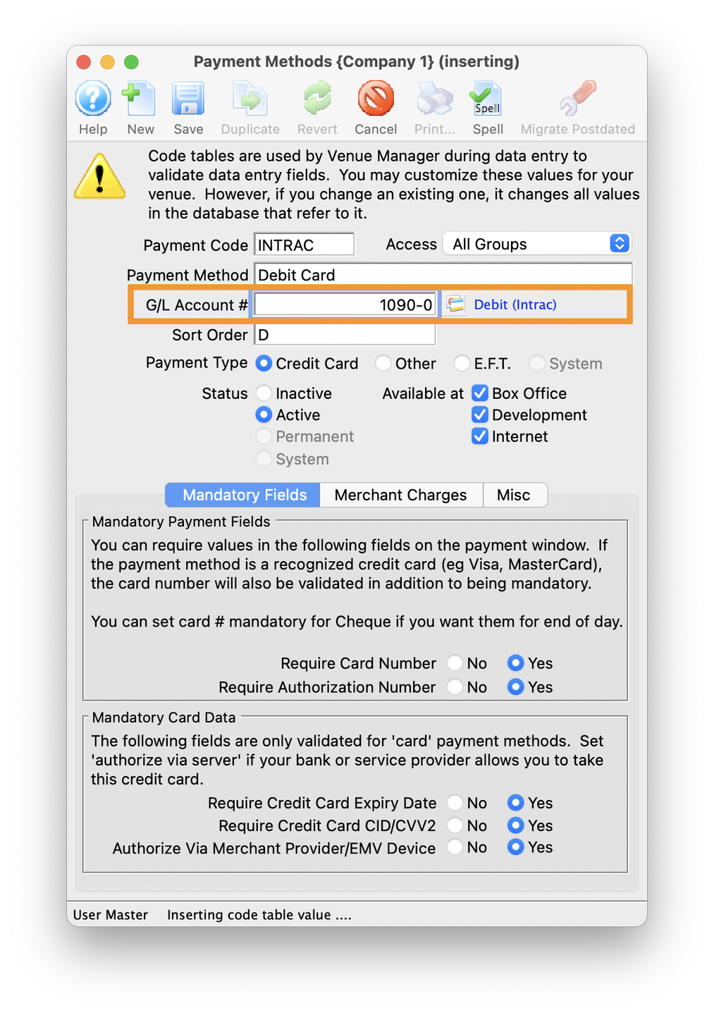 INTRAC Settings