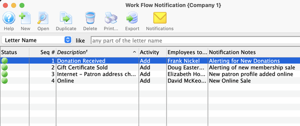 Workflow Notification List Window