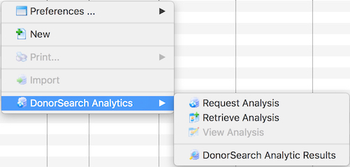 DonorSearch Context Menu Options