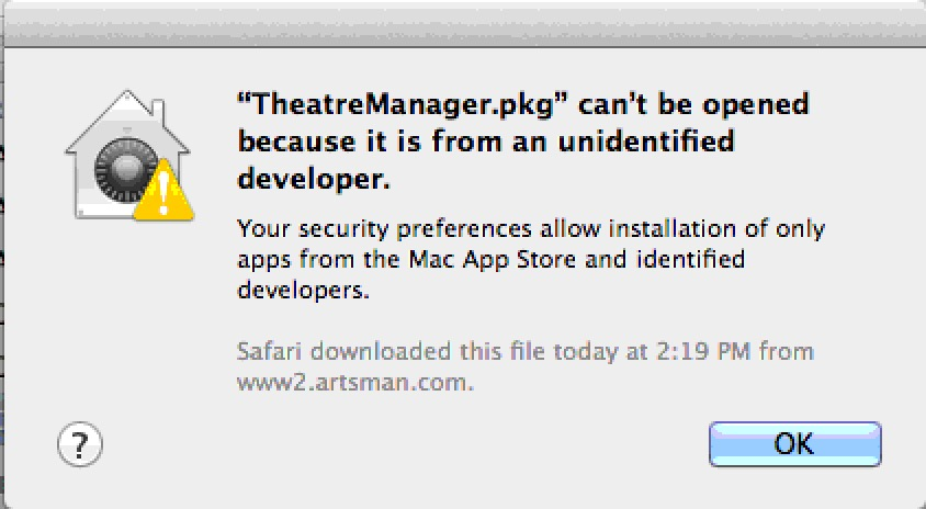 Example Mac Installation Security Error