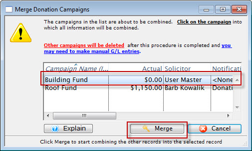 Campaign Merge Window