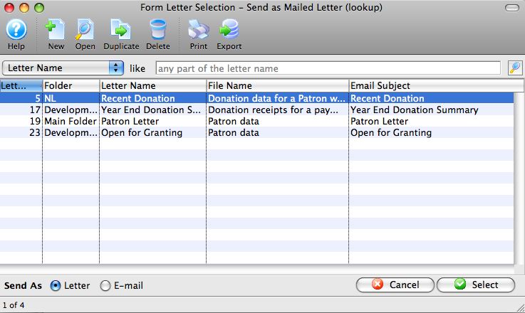 Letter Lookup Window