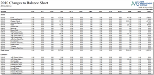 Balance Sheet Detail - Monthly for Prior Year