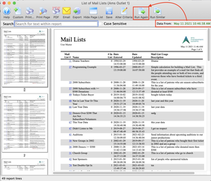 Sample Finished Report Window