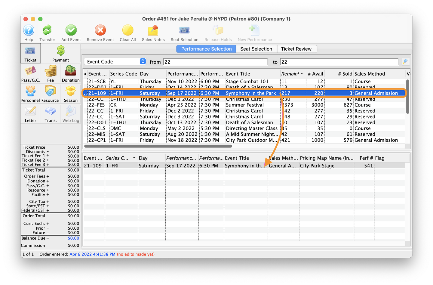 Performance Selection