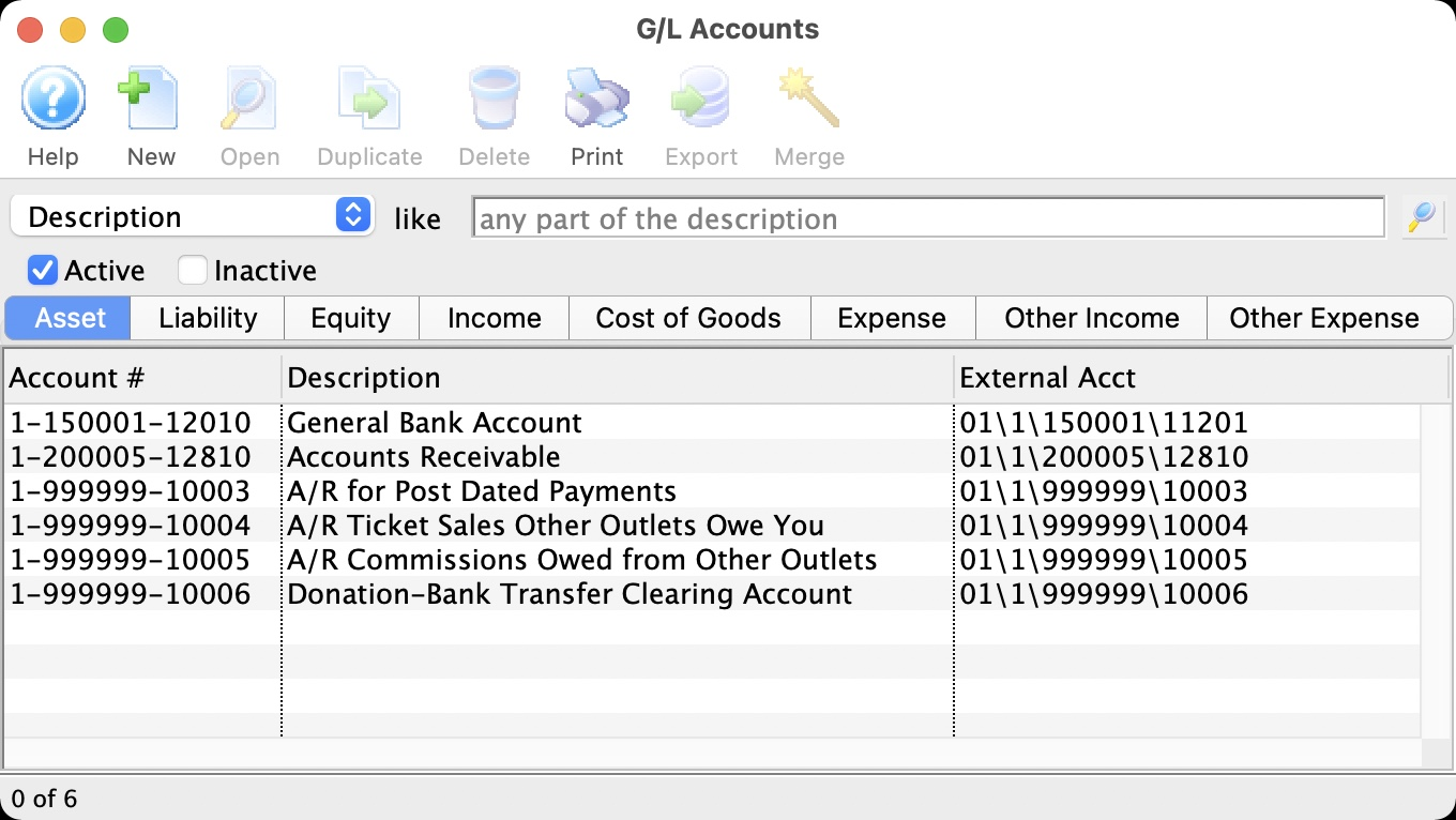 G/L Account Naming Format for iCity - Assets