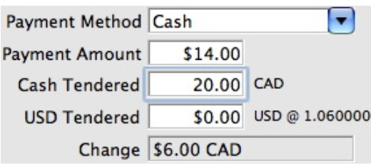 Cash Tendered Field