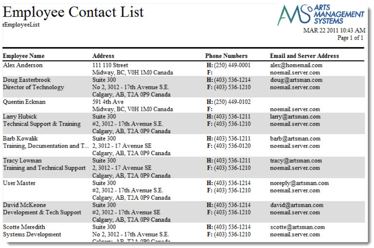 Employee Contact List