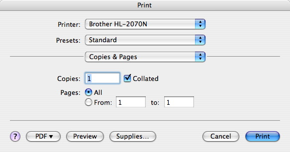 Mac Printer Dialogue