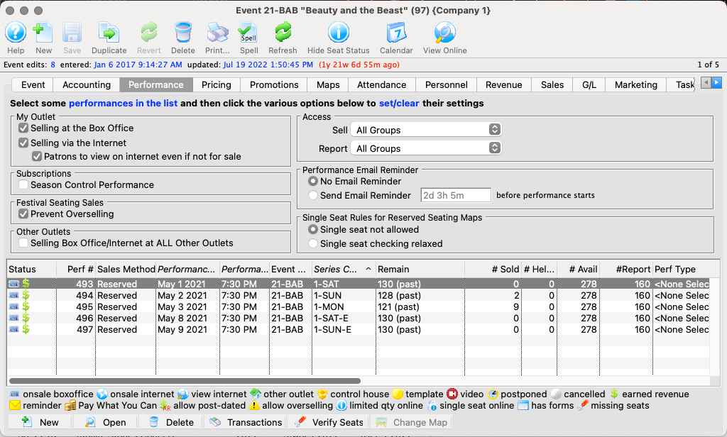 Event Detail Window >> Performance Tab