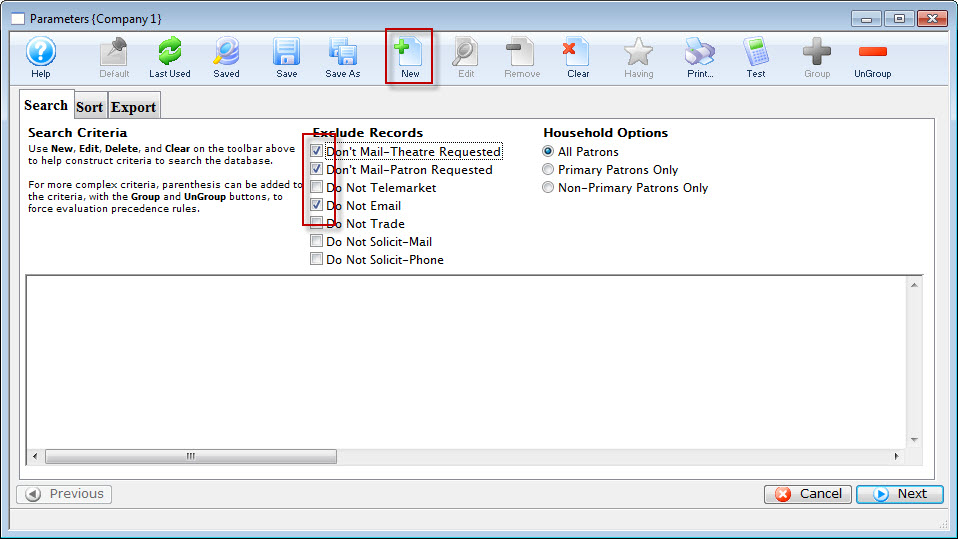Uncheck Exclude Records Options
