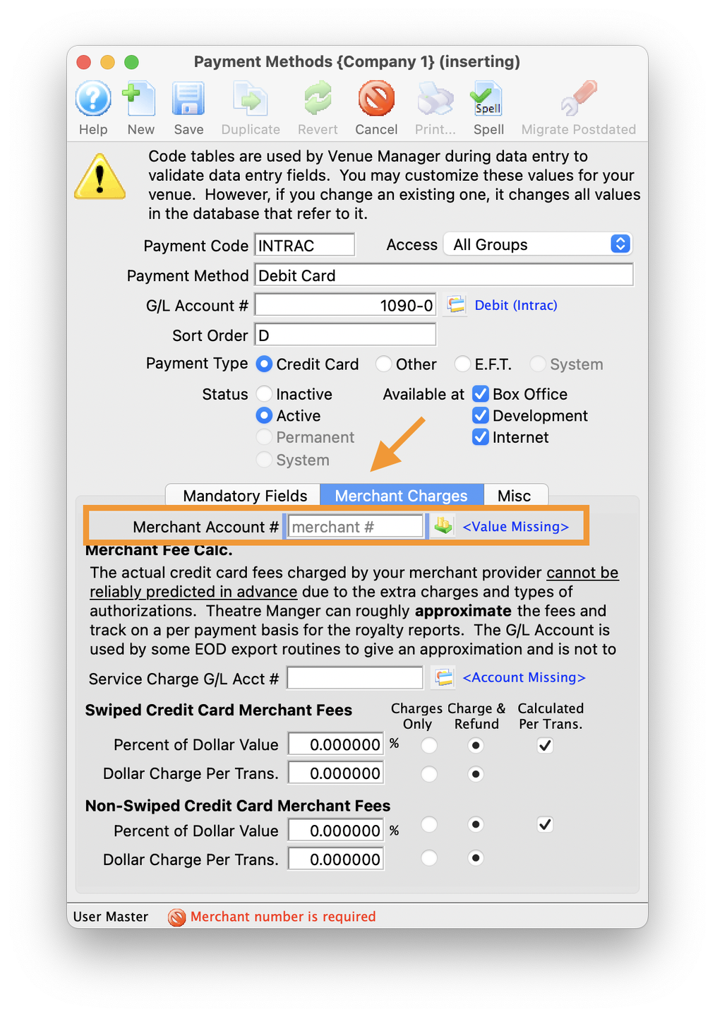 INTRAC Settings