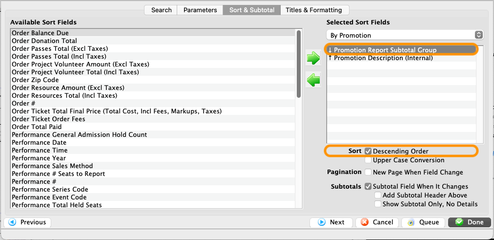 Set Sort Field Order