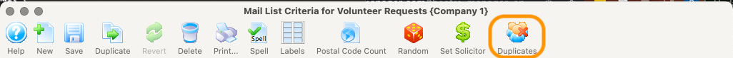 Mail List **Duplicates** Button