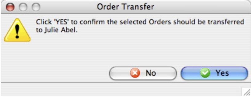 Order Transfer Dialog