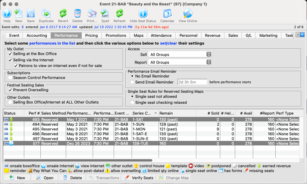 Event Detail Window >> Performance Tab