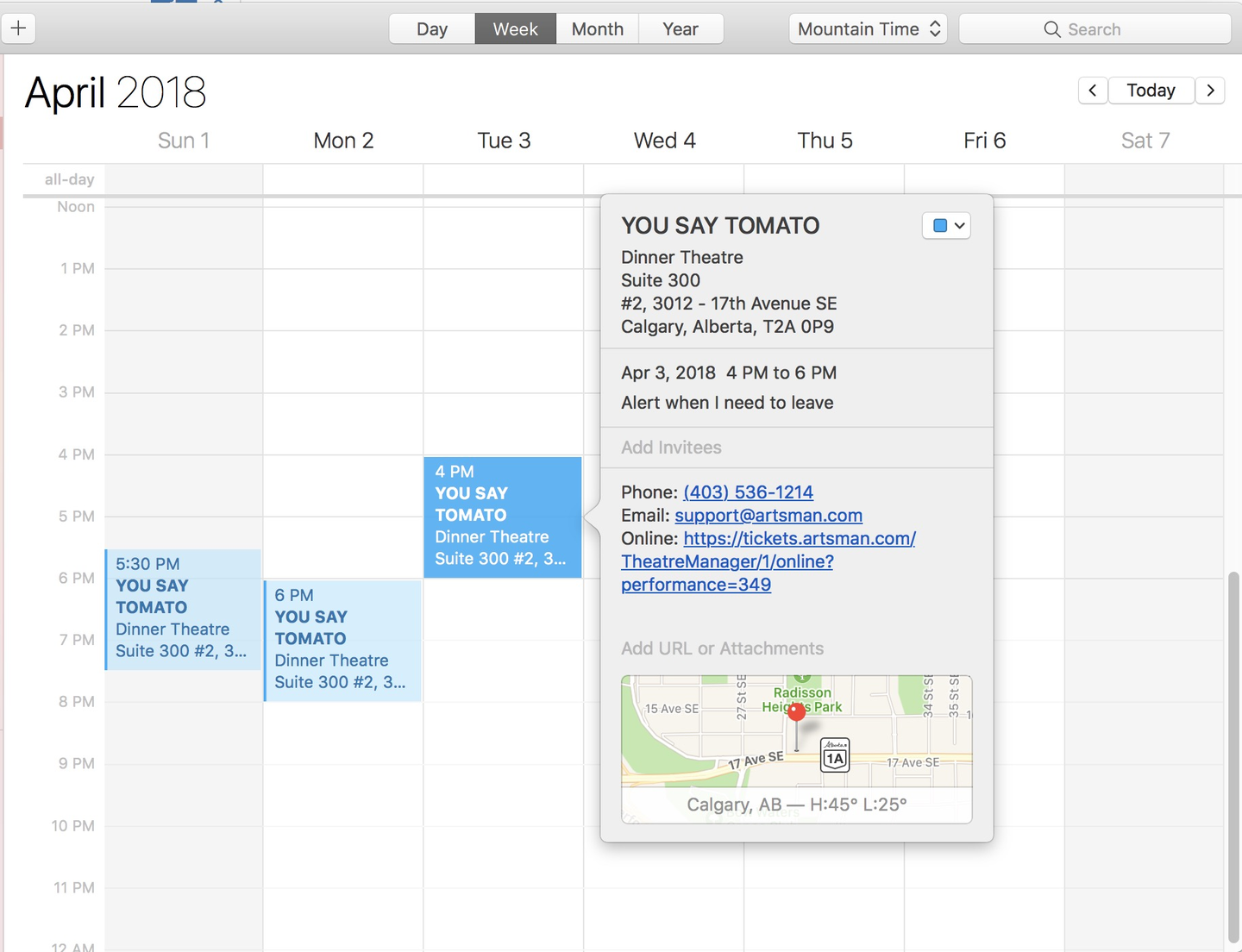 Example iCal Subscription