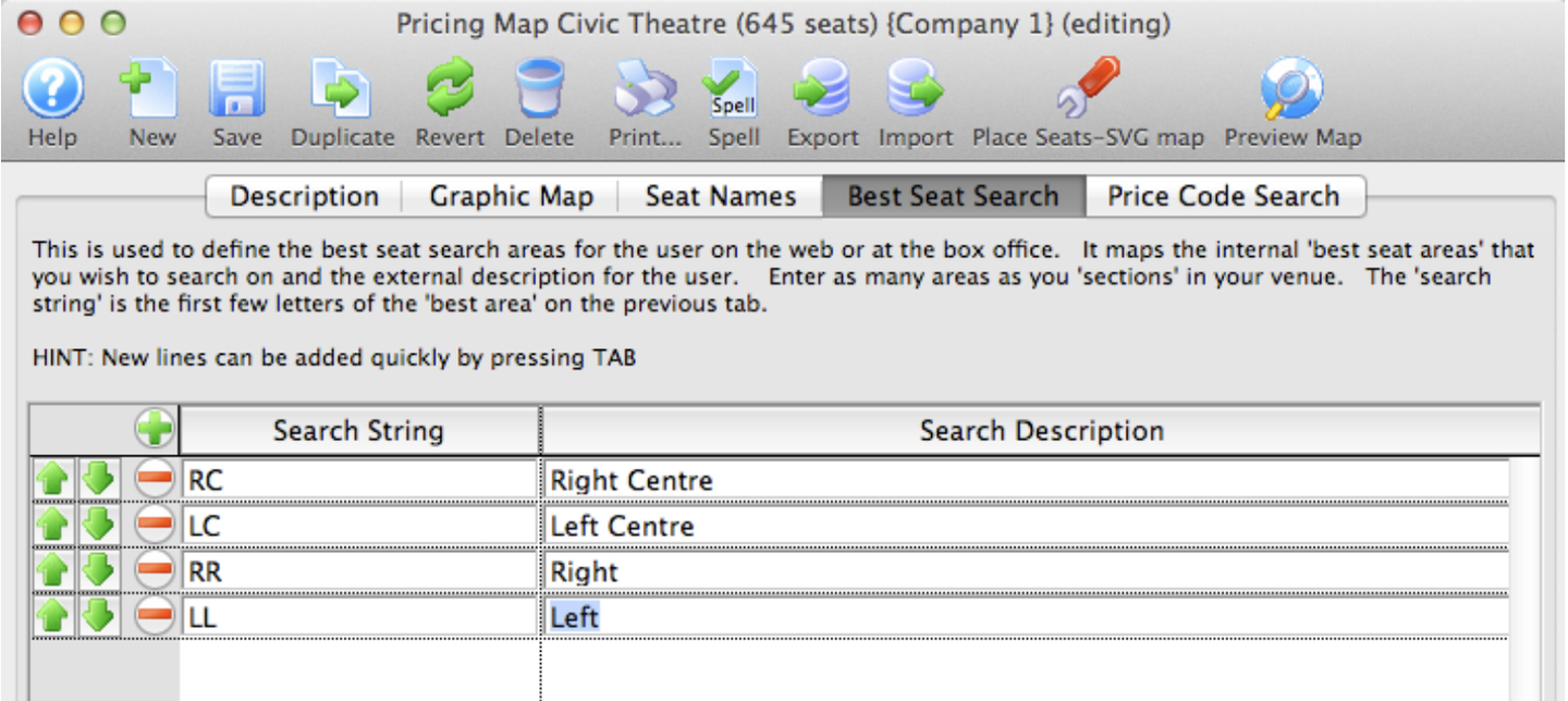 Best Seat Search Tab